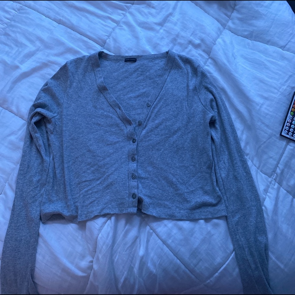 Grey brandy button up top
